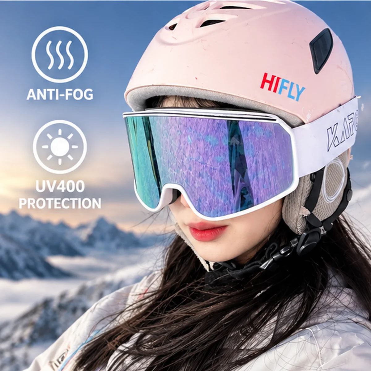 Large Ski Snowboard Goggles Women Men UV400 Snow Protection Eyewear Over Glasses Adult Double Layer Anti-Fog Cylindrical Lens