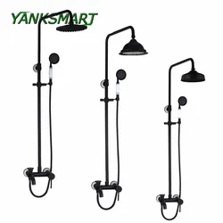 YANKSMART Vintage Black Bathroom Shower Faucet Control Valve Hand Sprayer 8