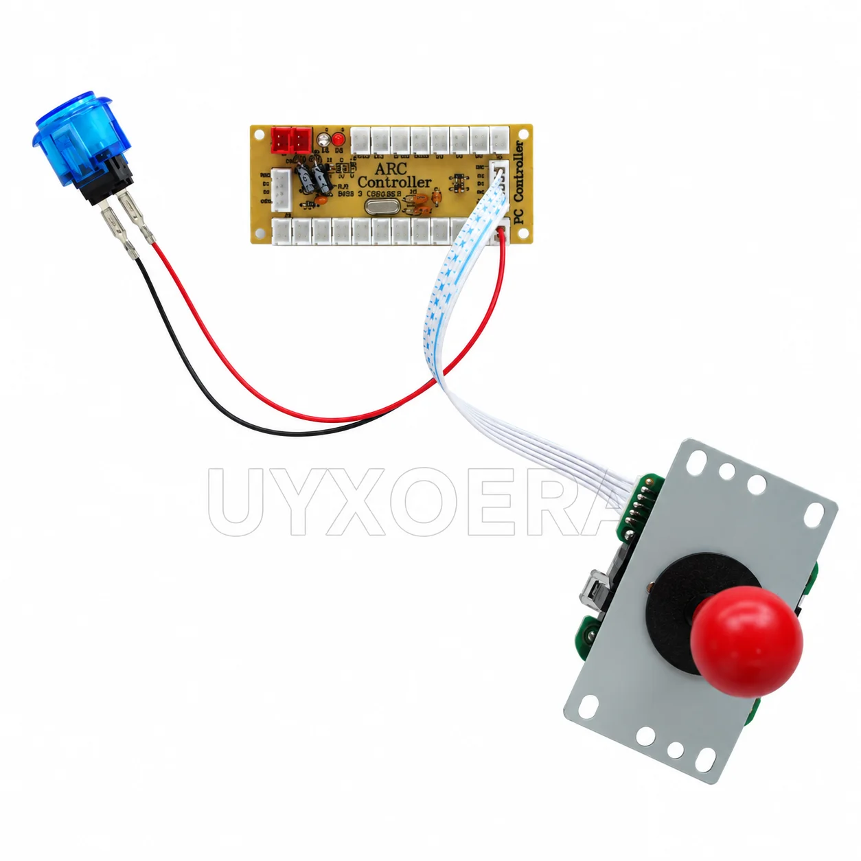 2 Player Arcade Controller DIY Kit Clear Push Buttons 5-Pin Joysticks USB Encoder for PC Raspberry Pi MAME