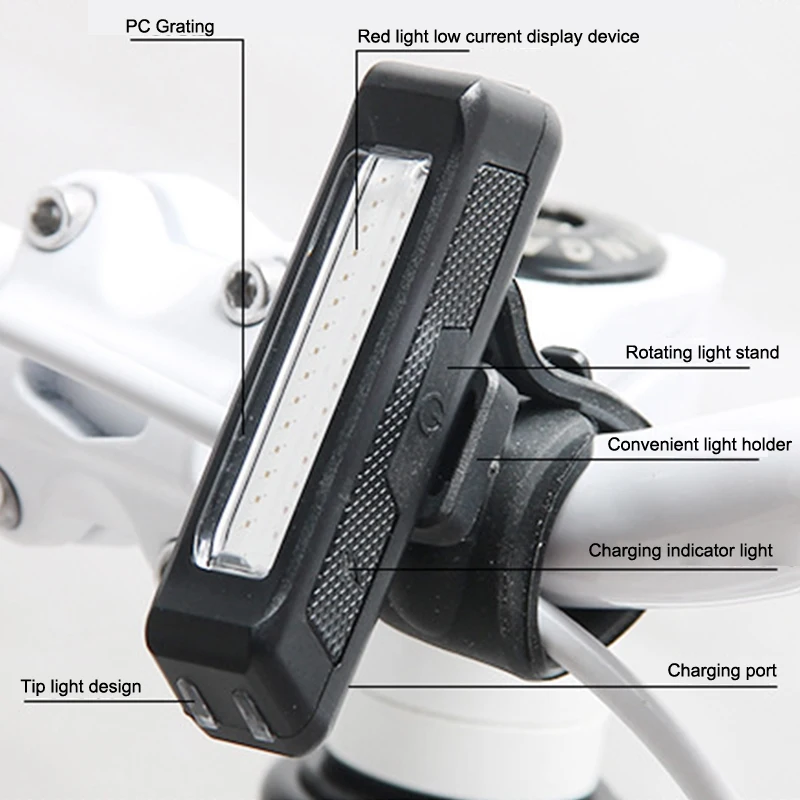 1PCS Bicycle Waterproof Taillight/Mountain Bike Rechargeable Warning Light Headlight