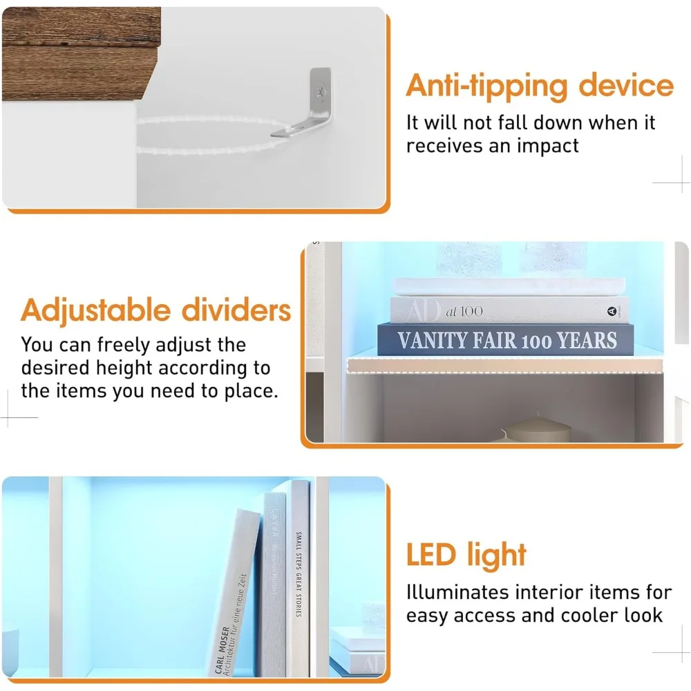 Buffet de ferme moderne 37 avec éclairage LED et tiroirs de rangement