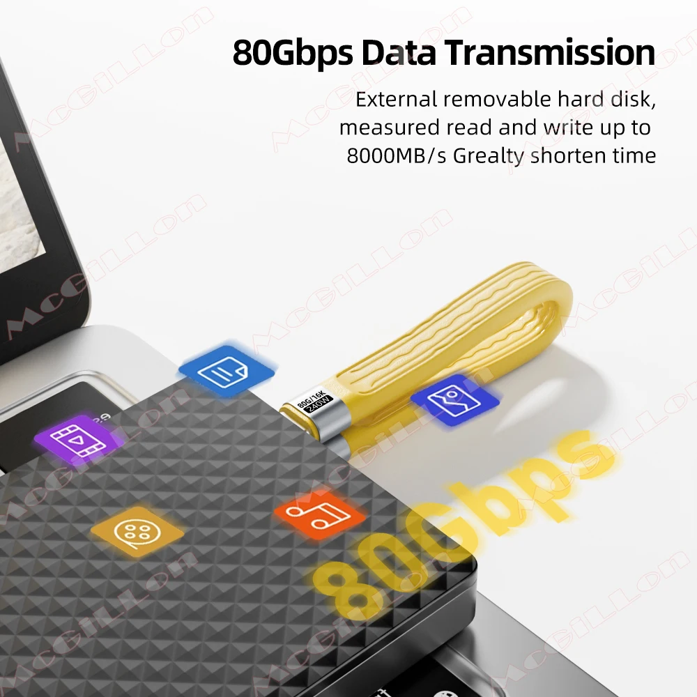 Schlüsselanhänger 240W 80Gbps USB4 Gen4 Kurzes USB-C zu USB-C Kabel Schnelles Laden Typ-C Datenübertragung 16K Daten-Lade-Verlängerungskabel – Detail 3