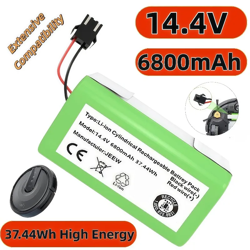 4S1P 14.4V 6800mAh Li-ion Battery For Conga 990 1090 Ecovacs N79S DN622 Eufy Robovac 11 11S 12 35C X500