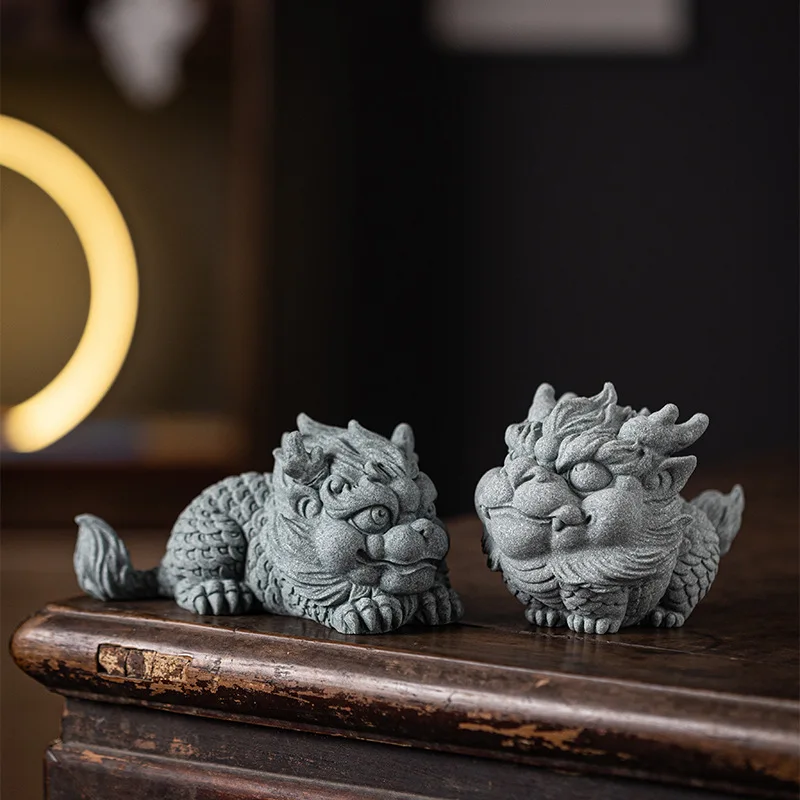 

National Fashion Feng Shui Fire Kirin Pair Auspicious Beast Mascot Creative Home Living Room and Tea Room Desktop Fish Tank Scen