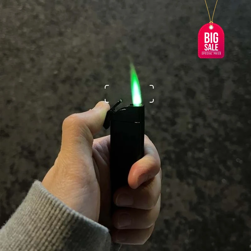 

Mini Windproof Green Flame Refillable Butane Gas Lighter Simple Cigarette Cigar Lighters Smoking Accessories for Men Women Gifts