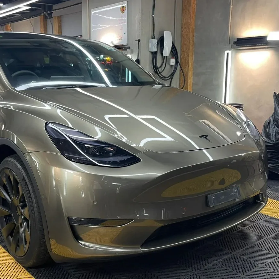 

Super Gloss Liquid Fittler Gray Full Car Wrap Vinyl PVC PET Auto Body Sticker Color Changing Film Roll Paint Protection 1.52X18