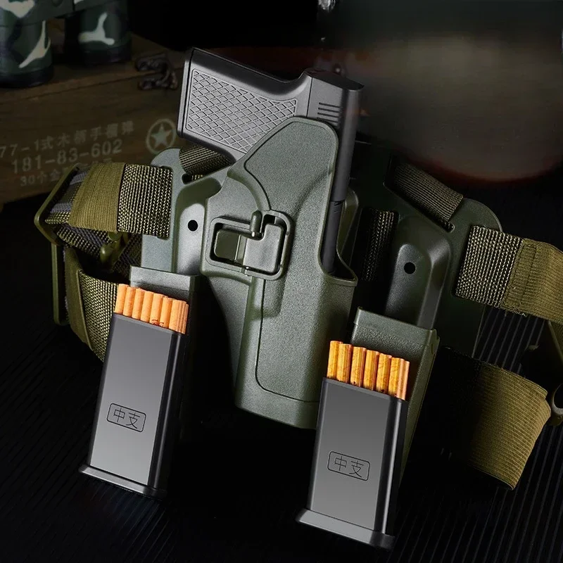 Windproof Multifunctional Gun Inflatable Lighter with Cigarette Box Jet Flame One Key Ignition Outdoor Lighter Men\'s Gift