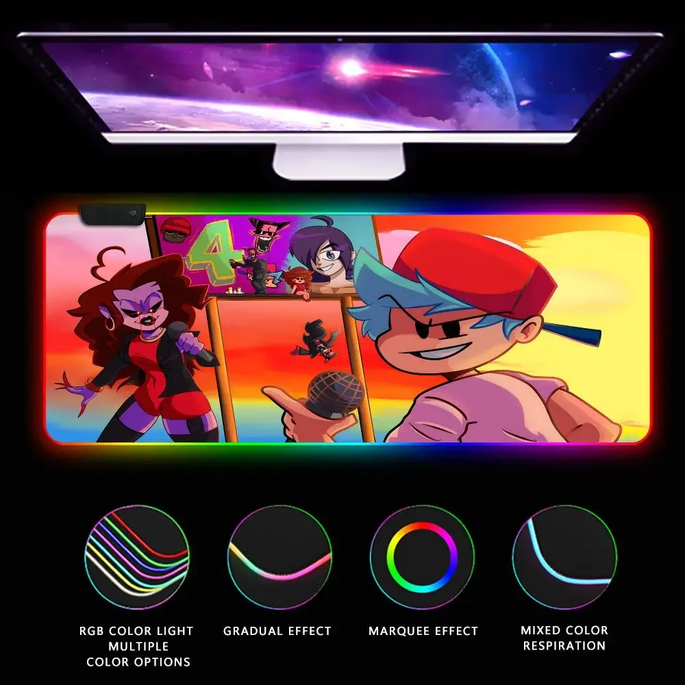Rap Friday Night FunkinES game Mouse Pad CS-GO anime character luminous super large RGB office game competitive keyboard pad