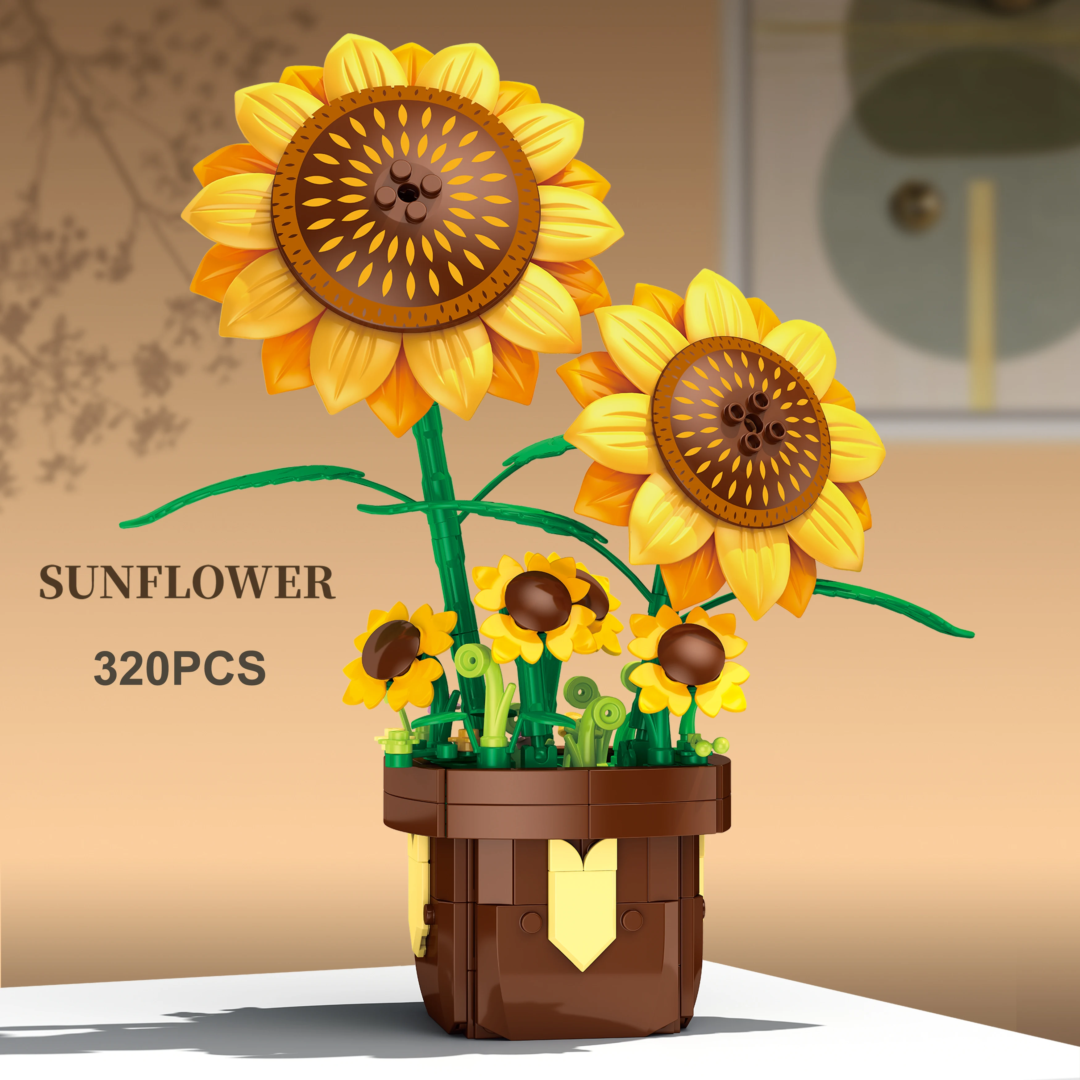 

Creative Building Block Plant Bouquet, DIY Potted Flowers Assembly Toy, Decorative Rose Sunflower Orchid Lily Gift Set