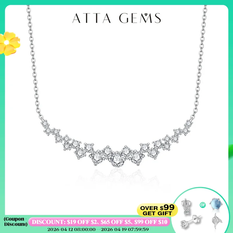 

ATTAGEMS D VVS1 Color Luxurly Moissanite Necklace for Women Silver 925 Yellow Gold Plated Pendant for Wedding Anniversary Gift