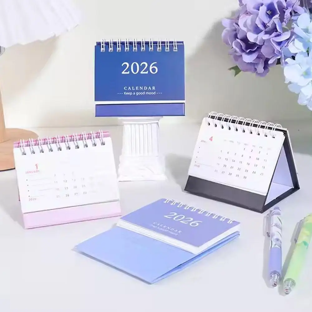2026 Simple Style English Mini Desk Calendar Desktop Display Portable Calendar Desktop Decoration Handmade Diary