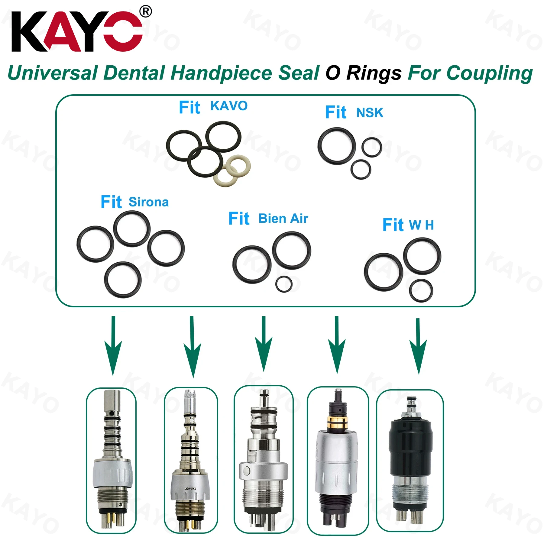 

KAYO Dental Handpiece Coupler Seal O Rings For KAVO Multiflex NSK SIRONA Bein-Air Coupling Anti-Oil Autoclavable