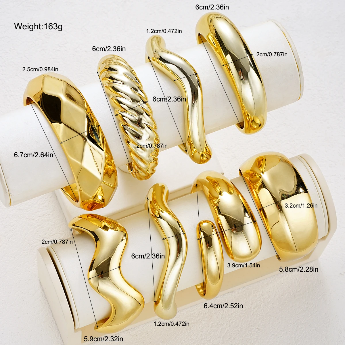 8-teiliges Vintage Elegantes Böhmisches CCB Leichtgewichtiges Welliges Offenes Armreif-Set für Frauen, Tägliche Urlaubsbekleidung, Stapelbarer Schmuck, Geschenk – Detail 6