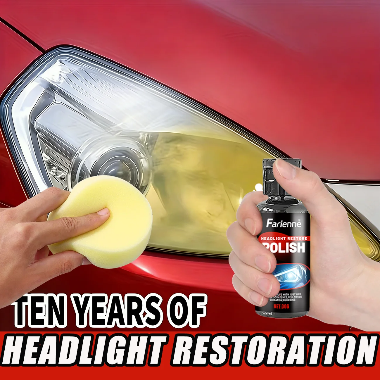 Car Headlight Lens Renovation Cream 30g Remove Yellow Fog Layer Anti Aging Keep Transparent Bright For Auto Exterior Care