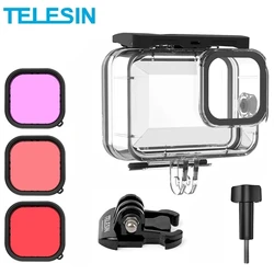 TELESIN 60M Waterproof Case For GoPro Hero 13 12 11 10 9 Underwater Diving Housing Cover With Dive Filter Lens Action Camera