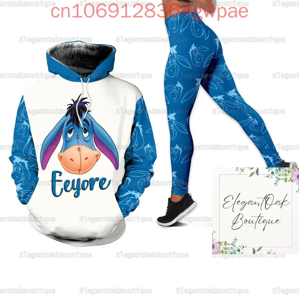 Disney Eeyore Christmas Hoodie and Leggings Set Women's Winnie the Pooh Hoodie Yoga Pants Sweatpants Fashion Tracksuit Set