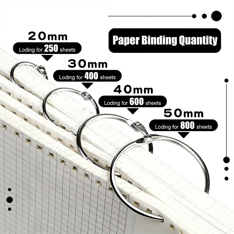 10Pcs Black 20mm Opening O-Rings for Notebook, Diary & Office Binding Supplies view 4