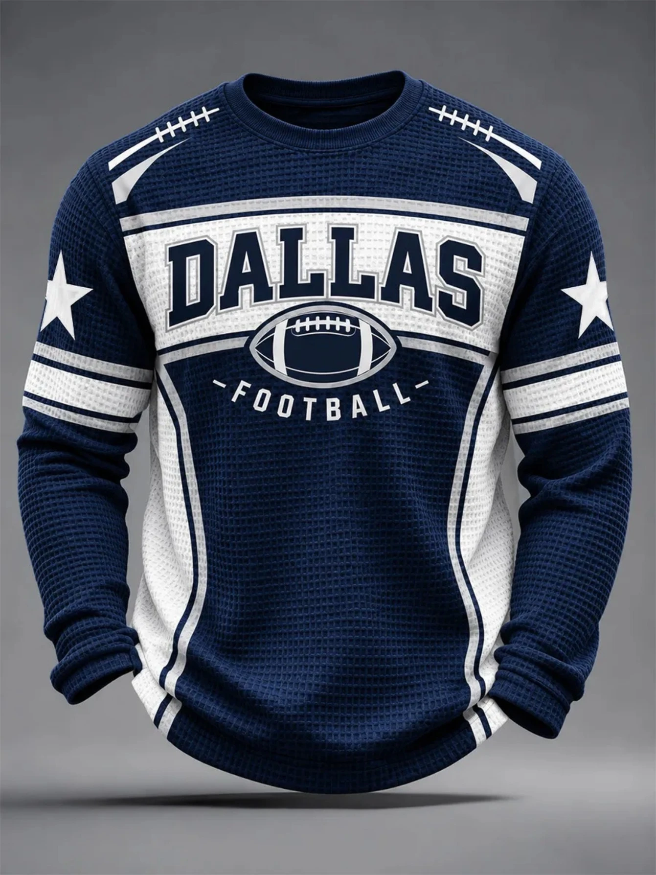 Men's Long Sleeve Shirt, Vintage Dallas Football Star Graphic Crewneck Pullover, Casual Athletic Tops for Men