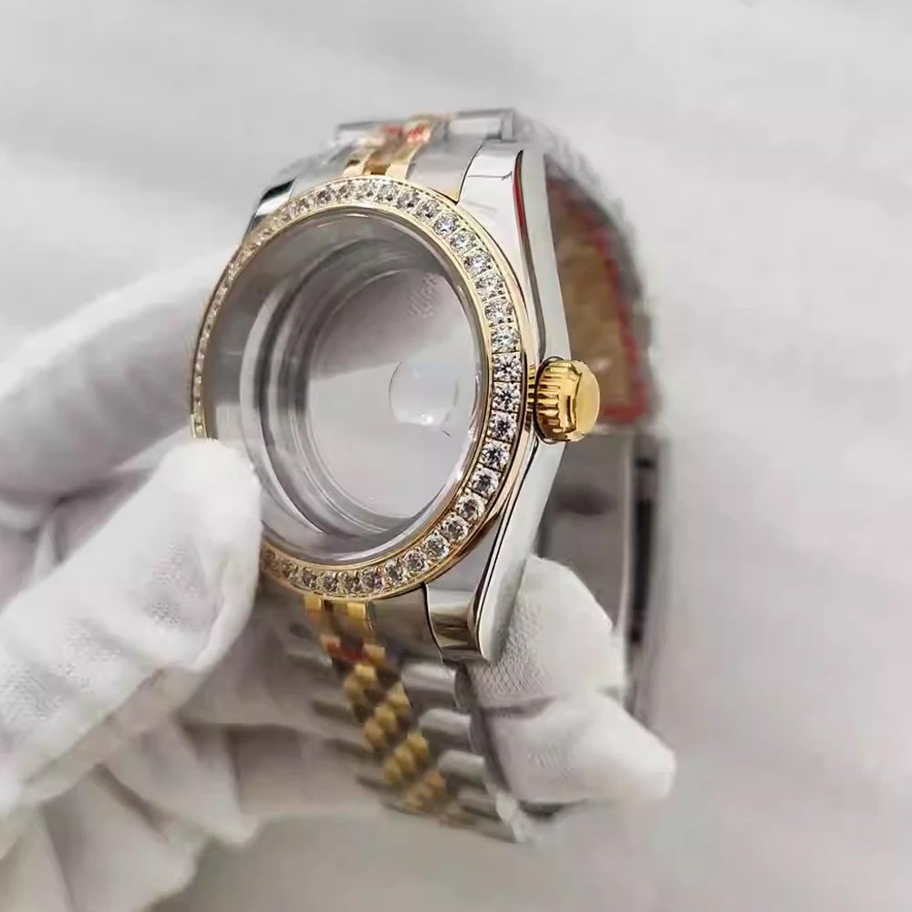 39mm 36mm Watch Case Stainless Steel Sapphire Glass Case NH35 Strap For NH35 NH36 4R 7S Movement Watch Shell + Bracelet 20mm Set