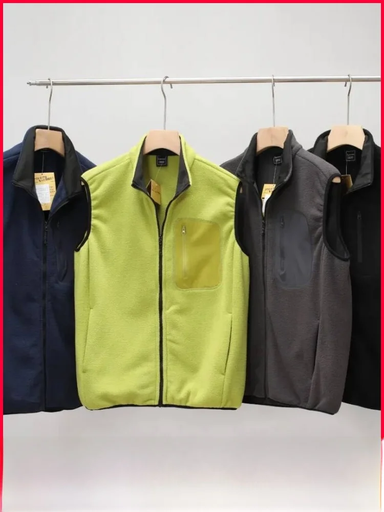 

Двусторонний утепленный мужской жилет на осень-зиму с воротником-стойкой, модный, из полиэфирного волокна, теплый, молодежный, повседневный, на молнии