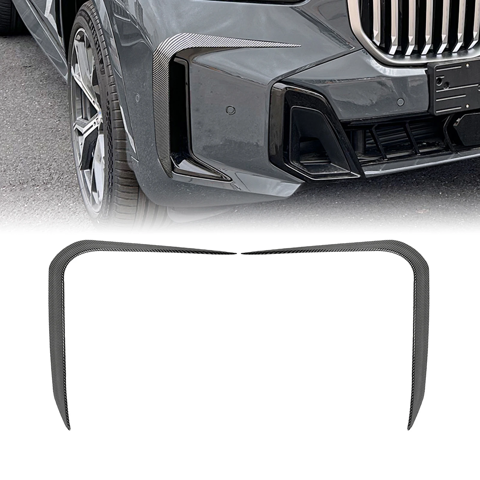 

Передний бампер, боковая накладка вентиляционного отверстия для BMW X5 G05 LCI M Sport 2023-2024, противотуманная фара, впускной капот, сетчатая рамка, сплиттер, спойлер Canards