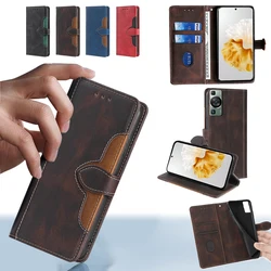 Luxury Magnet Buckle Flip Cover for Huawei P60 P50 P40 P30 P20 Pro Plus P50E P40 Lite E Contrasting Color Leather Phone Case P60