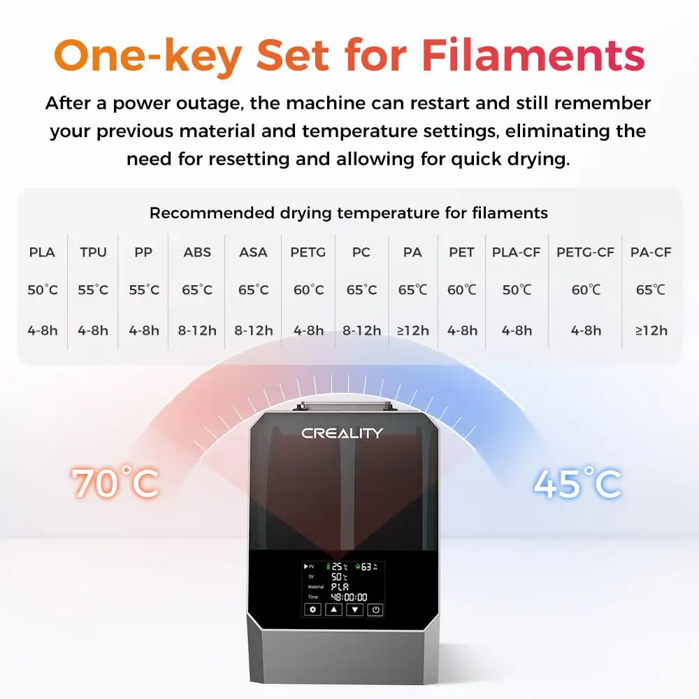 CREALITY Space Pi Filament Dryer Plus 2 Spools 3D Printer Filament Storage Box 360° Heating Drying Boxes With LCD Touch Screen