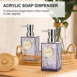 2PCS Bath Soap Dispensers White Black Brown Purple Premium Quality Acrylic Material Acrylic Bottle and Plastic Pump