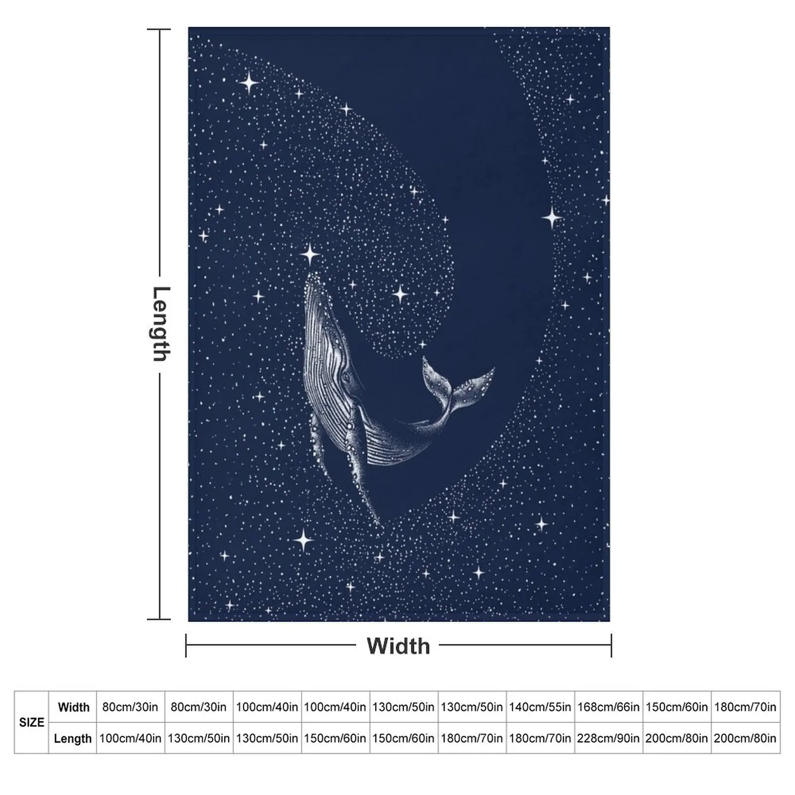 starry whale Throw Blanket couch cozy soft plush fuzzy picnic outdoor blanket