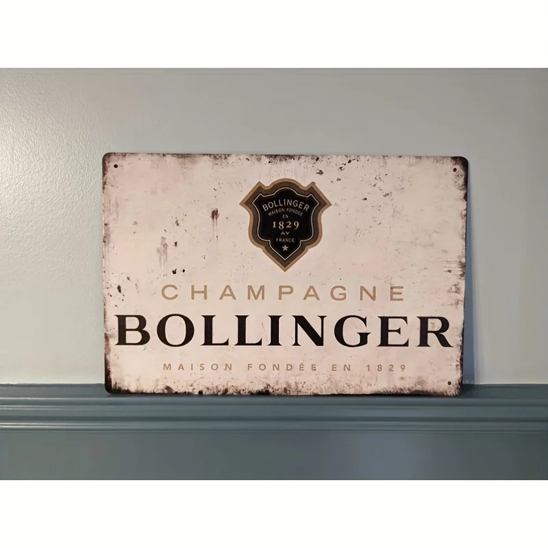 Letrero metálico Bollinger Champagne A4 de 7,87 x 11,81 pulgadas para una cueva de hombre, regalo ideal para decoración de pared, ideal para decoración de habitaciones