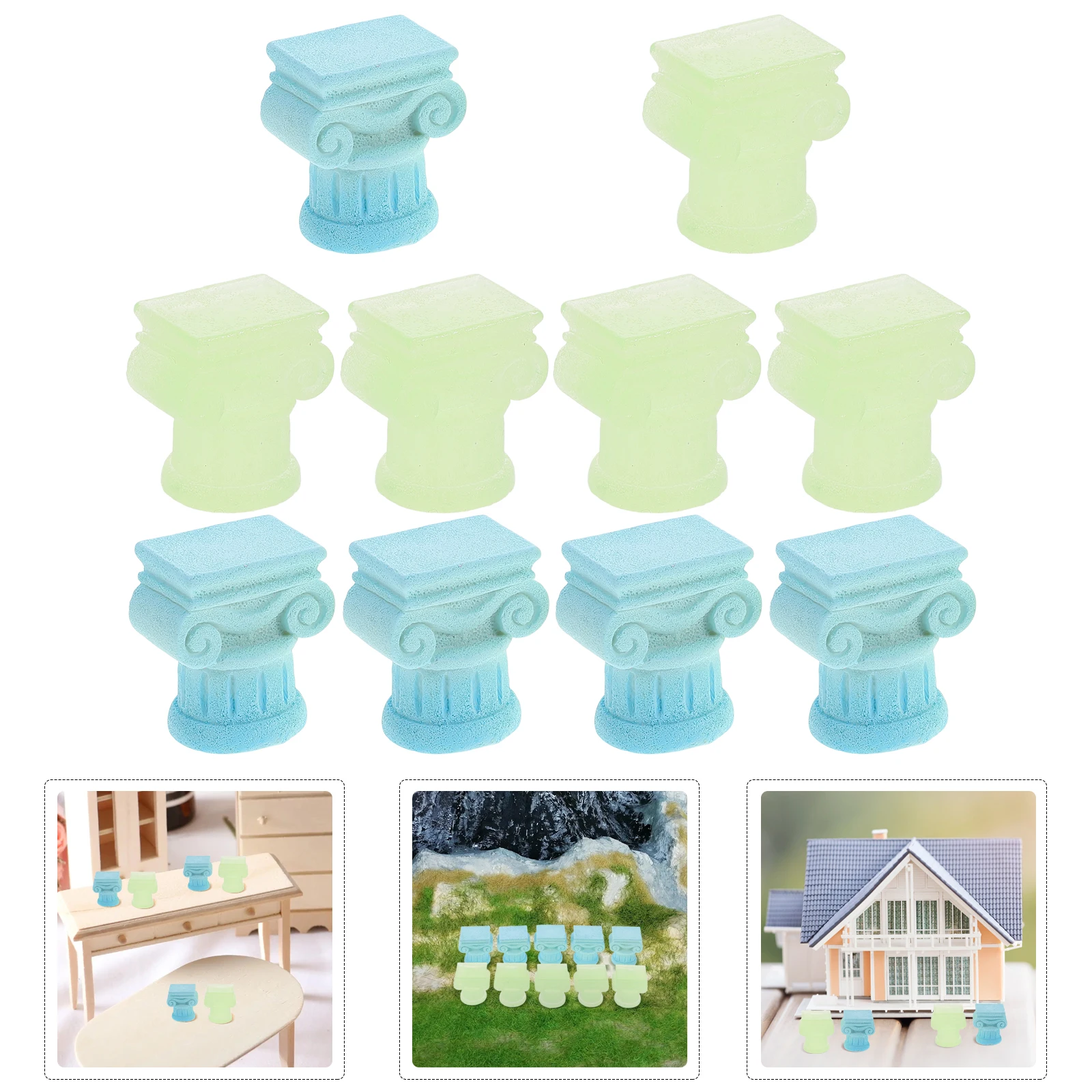 10 pezzi colonna romana ornamenti luminosi figurine in miniatura da giardino micro paesaggio