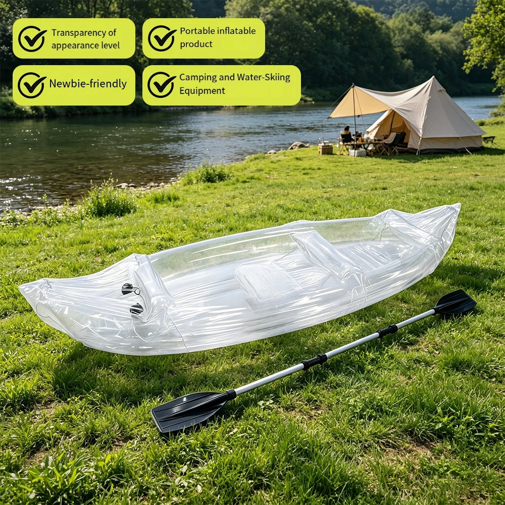 

Inflatable Kayak Foldable Fishing Boat Thickened Rubber raft Transparent Ship Durable Watercraft for Outdoor Activities