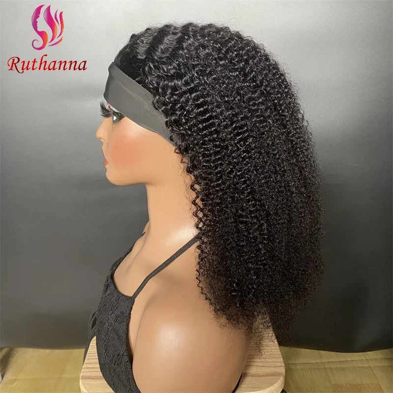 

210% Density Afro Kinky Curly Headband Wig 100% Human Hair Long Curly Wigs Full Machine Brazilian Virgin Hair For Black Women