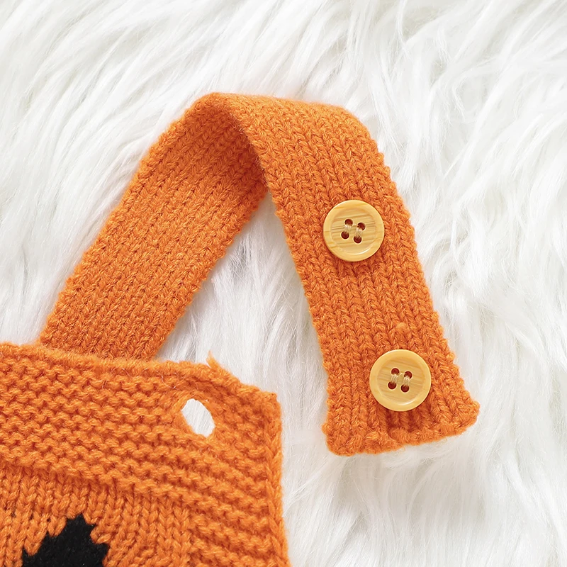 Baby Halloween Clothes Autumn Winter Casual Outwear Newborn Boys Girls Pumpkin Knitted Infant Kids Unisex Onesie Toddler Outfits