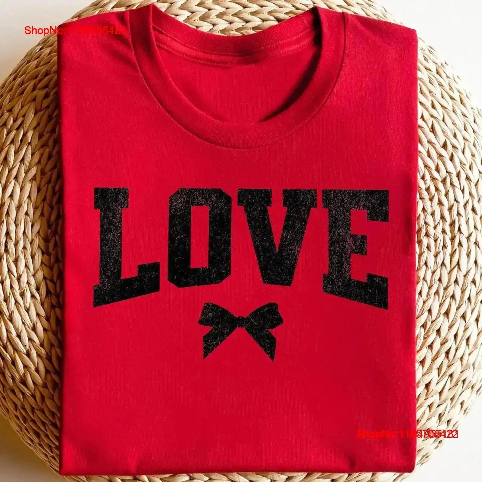 Valentine SweaT T Shirt Coquette Love Cozy Women's Varsity Style Crewneck Valentine's Day Trendy vintage Washed graphic Stylish