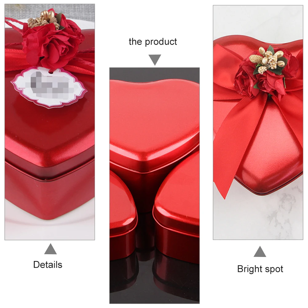 

12 Pcs Heart Shaped Candy Tin Box Boxes Party Favors Christmas Cookie Wedding Favours Decor Jar Mini