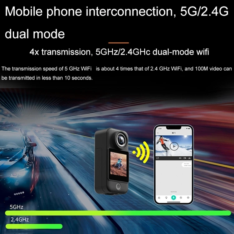 공장가 4K/30FPS 5G/2.4G HD 야간 비디오 야외 방수 라이딩 녹화 썸 카메라