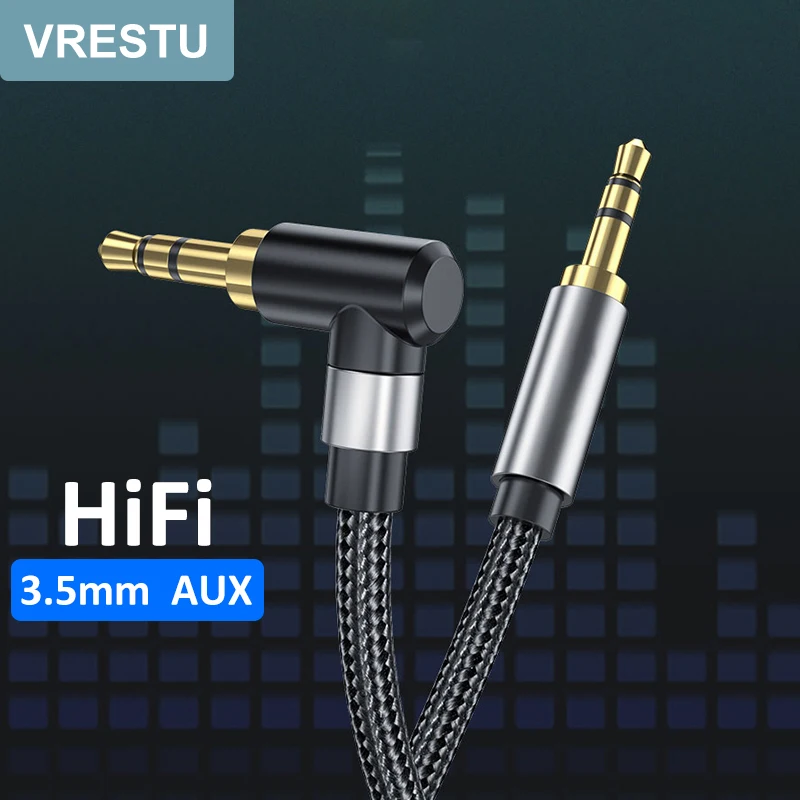 3.5mm Jack Audio Cable Aux Speaker Wire 3 5 Jack Gold-Plated for Car Headphone PC Adapter HiFi Elbow Male to Male Extension Line