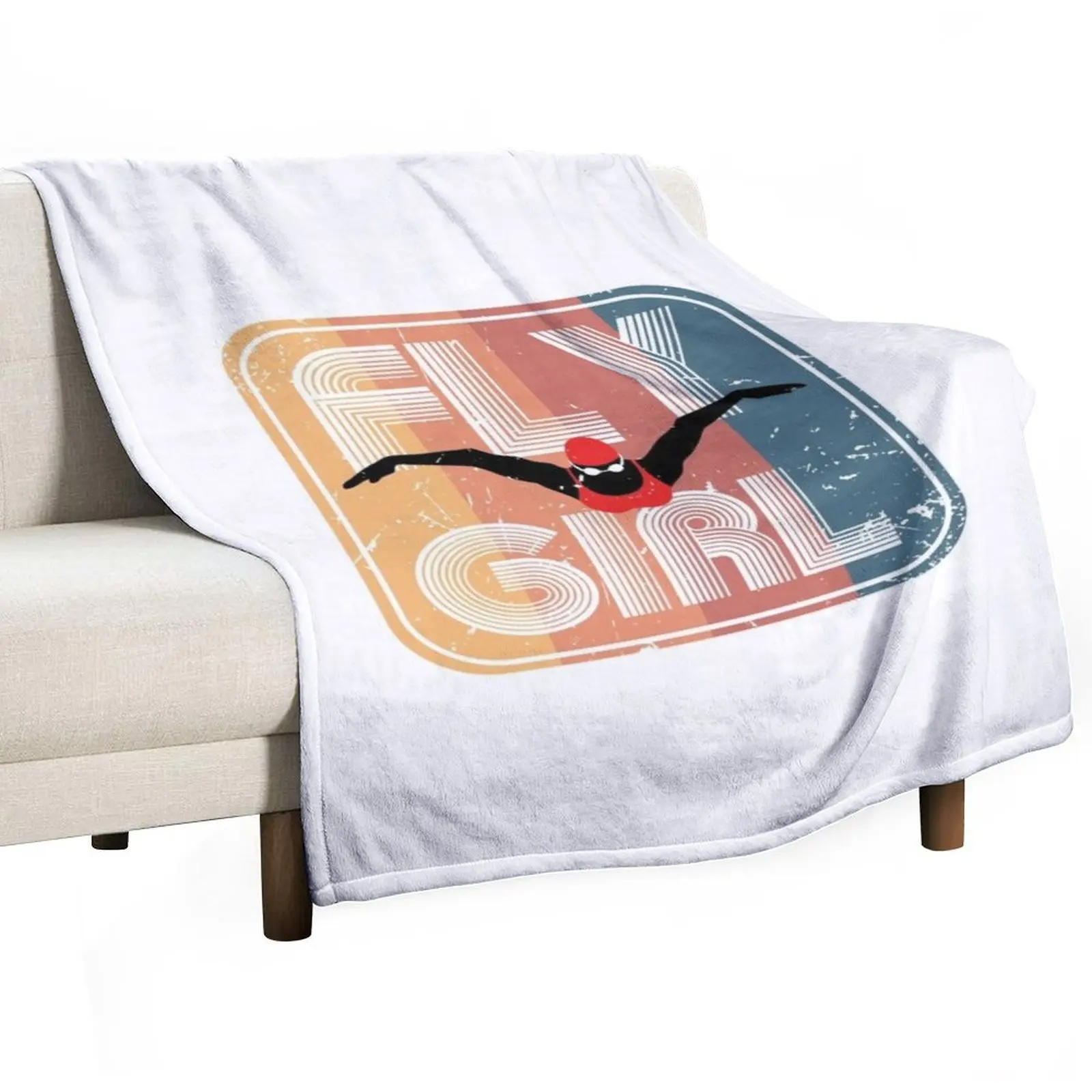 Retro Fly Girl Womens Swimming 1 Throw Blanket decorative Summer Blankets