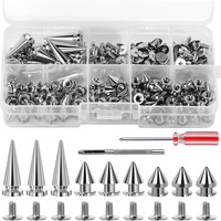 KRABALL Multiple Sizes Cone Spikes Screwback Studs Rivets Kit With Installation Tools For  Clothing Accessories DIY Craft Set