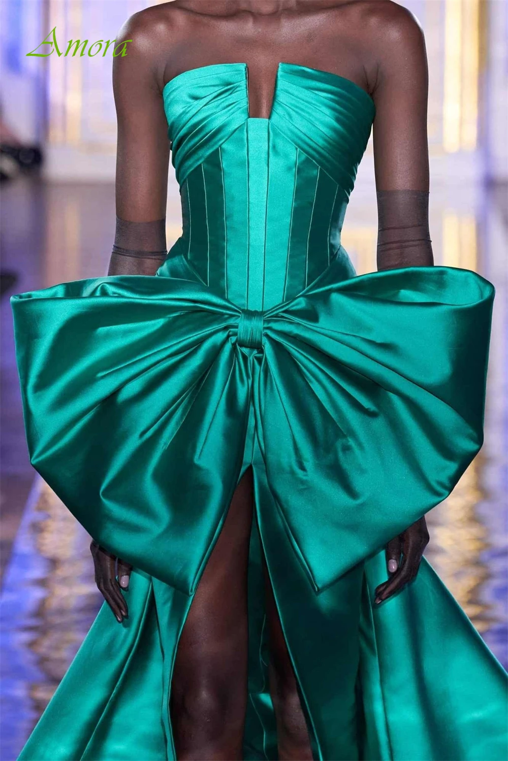 

Customized A-Line Strapless Sexy Evening Dress and Exquisite Elegant Prom Dress Soft Sleeveless Bow Bespoke Occasion Gowns