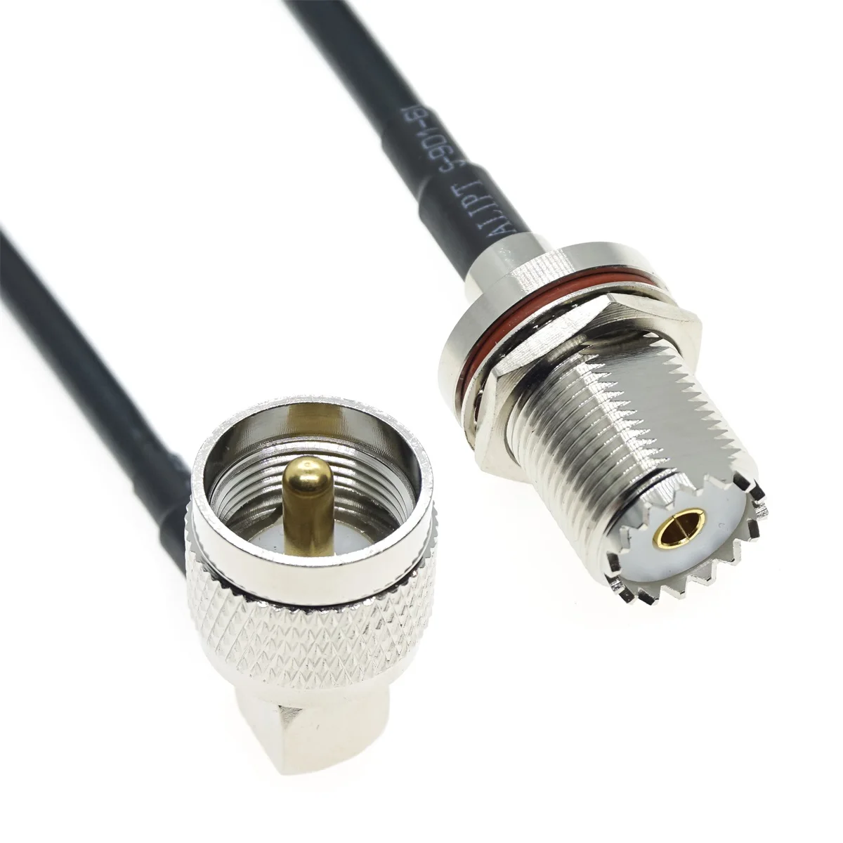 UHF Cable RG58 UHF Female Bulkhead SO239 to UHF Male Right Angle Coaxial Cable PL 259 WiFi Antenna Extension Cable 30cm 1M 5M