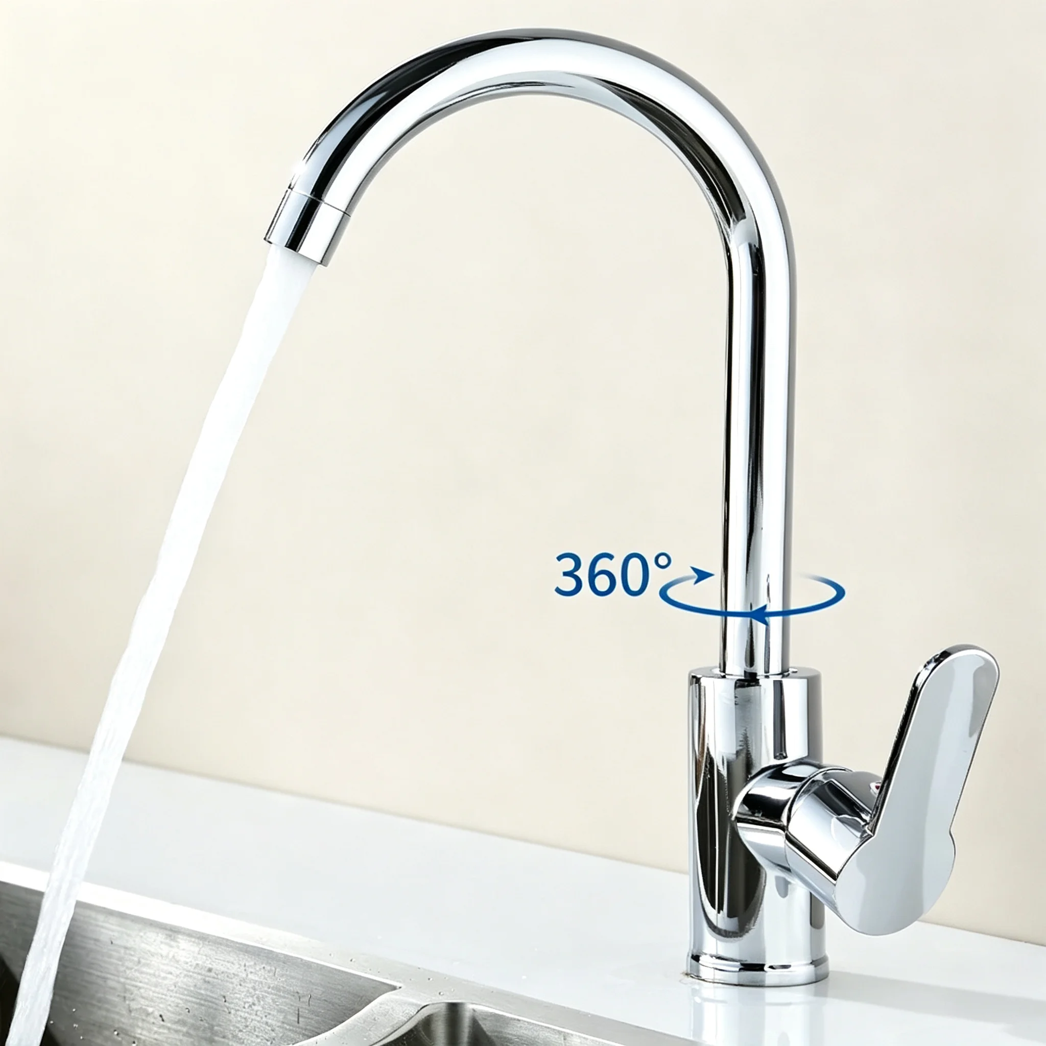 Kitchen Sink Faucet Wash Basin Faucet Single Handle Stainless Steel Hot And Cold Mixer Water Tap Deck Mounted Bathroom Faucet