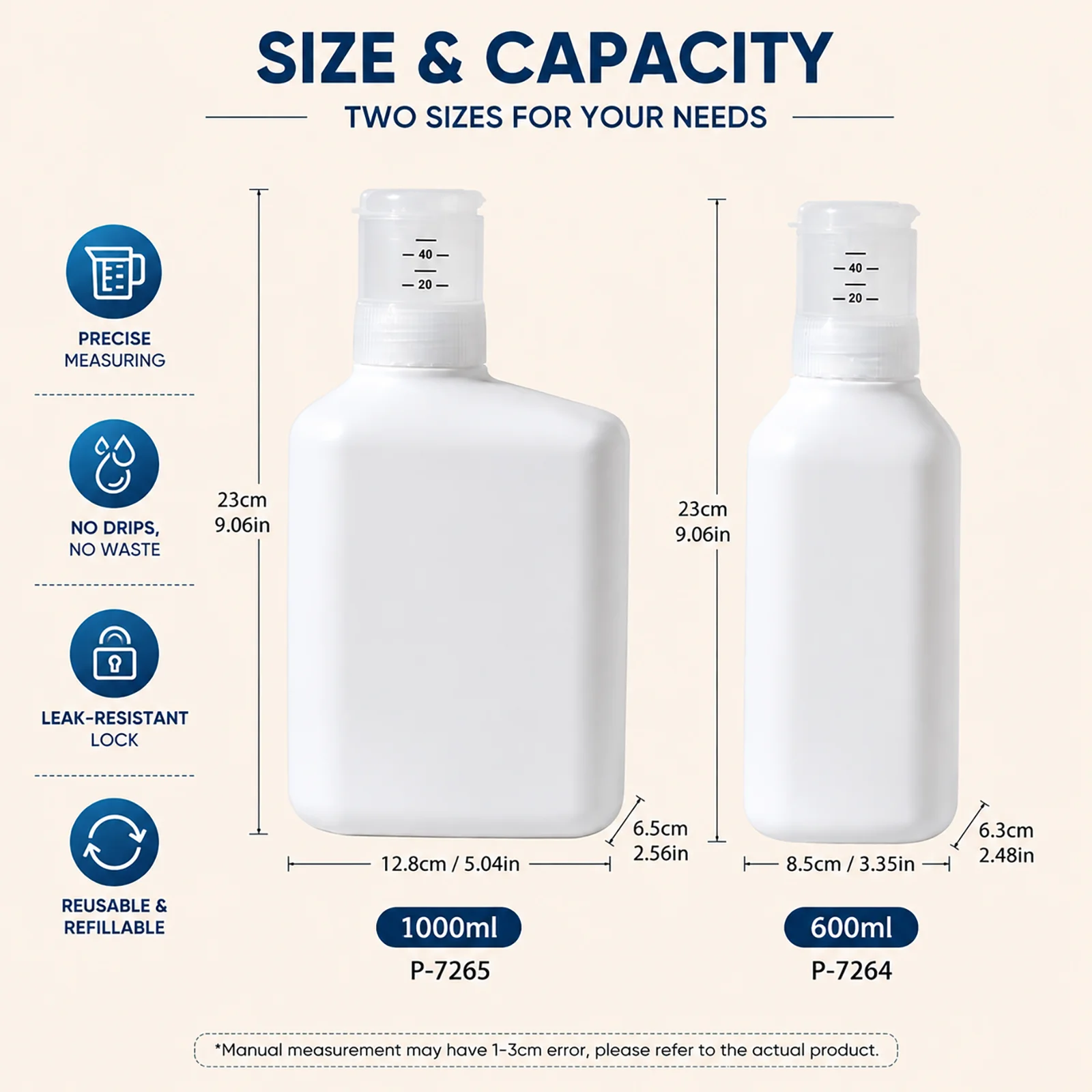 Refillable Plastic Washing Liquid Storage Containers with Measuring Pump, Leakproof Laundry Soap Organizer for Laundry Room