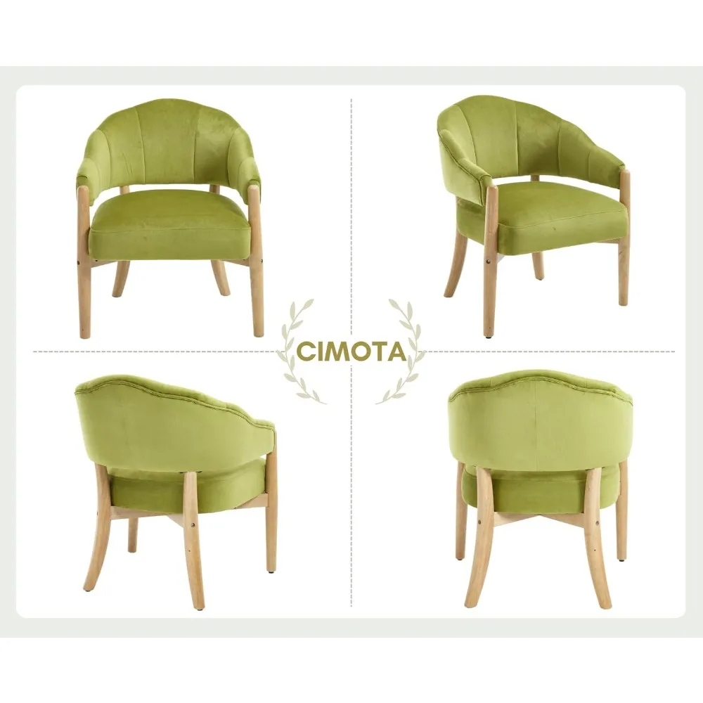 كرسي برميل مخملي حديث كرسي منجد بذراعين مع أرجل خشبية مريح للقراءة كرسي جانبي للمكياج لغرفة المعيشة