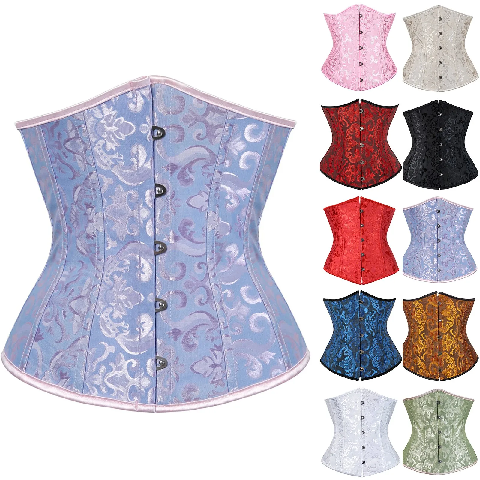 2024 Floral Print Waist Seal Shaped Body Outwear Waist Clip Belt Solid Underbust Corset Women Lingerie Waist Belt