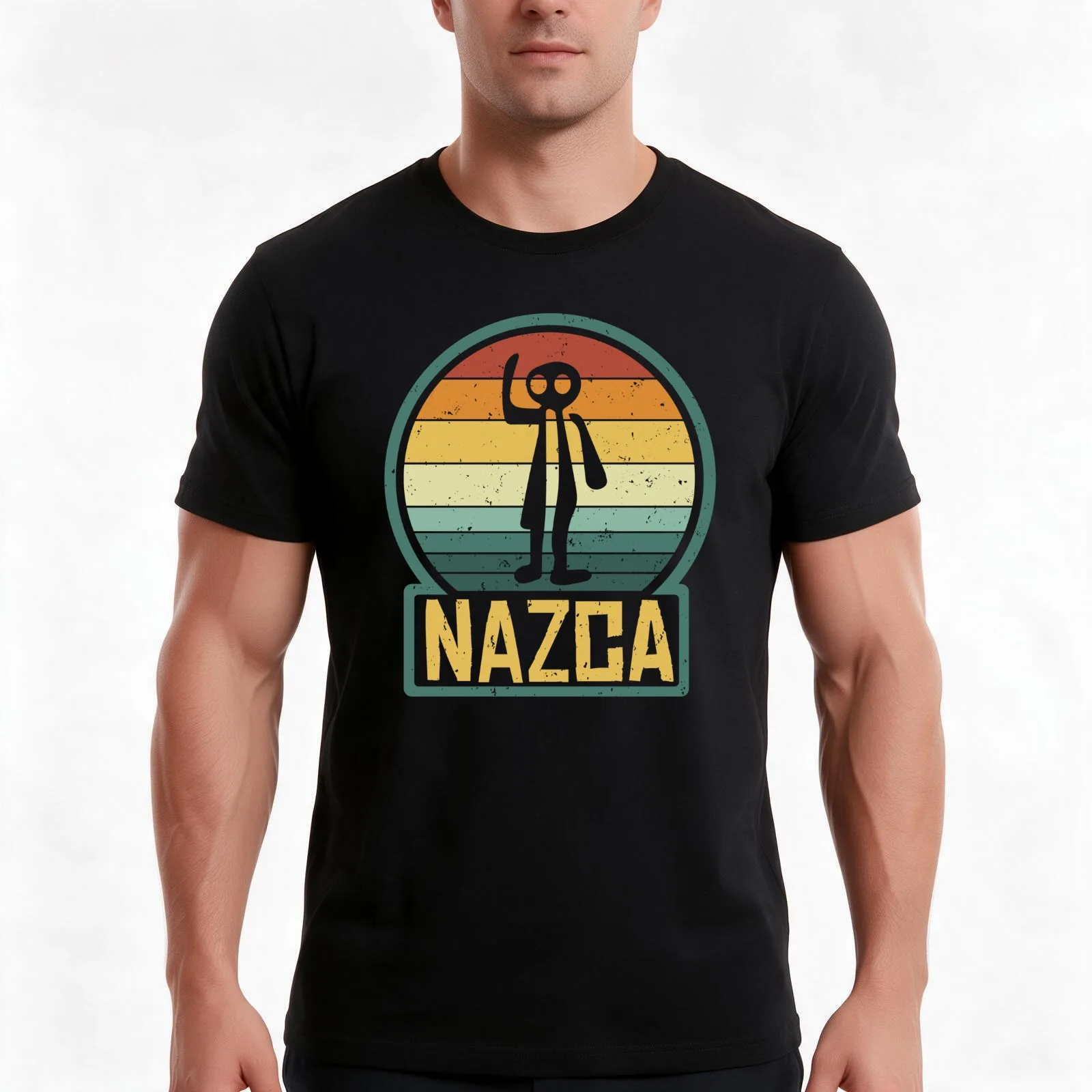 Nazca Lines Astronaut Spaceman Archeology Peru Desert Alien UFO Ancient Astronaut Theorist T-Shirt, Summer Casual Cotton Tee