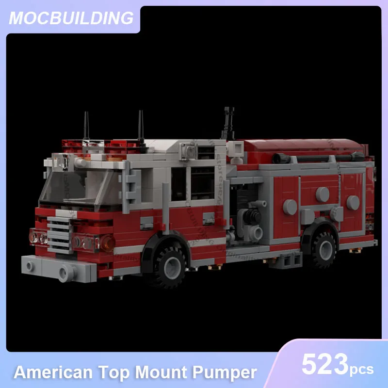 

American Top Mount Pumper Model MOC Building Blocks DIY Assemble Bricks Transportation Creative Educational Toys Gifts 523PCS
