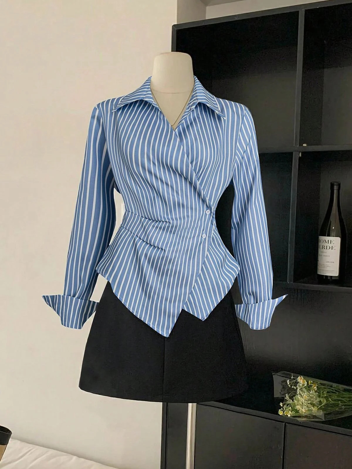 

Pop Cross Border Foreign Trade Women's Clothing Temperament Striped Shirt Autumn New Style European And American Style Long Slee