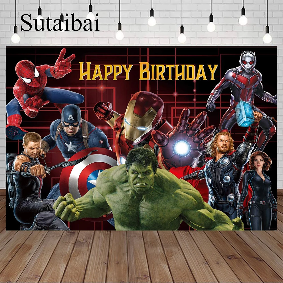 

The Avengers Backdrop Marvel Superhero Backdrop for Boys Superhero Theme Birthday Party Decoration Supplies Photo Booth Studio